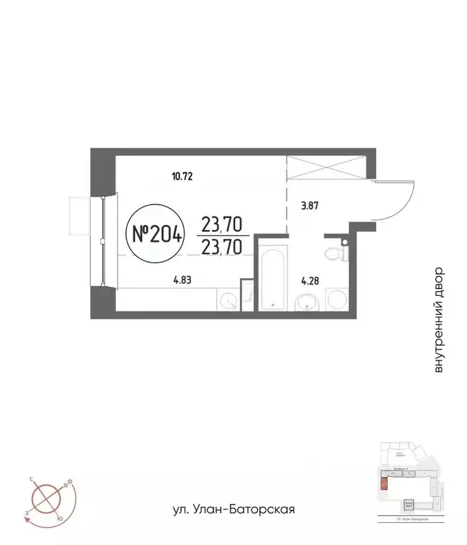 Студия Иркутская область, Иркутск Макс жилой комплекс (23.7 м) - Фото 1