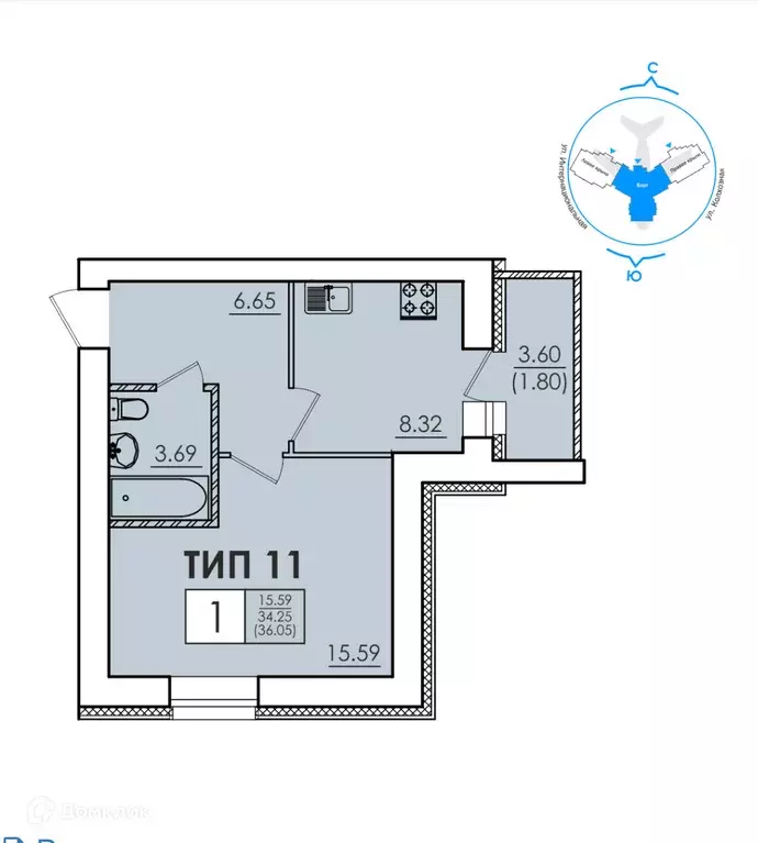 Продаётся 1-к квартира, 36 м - Фото 1