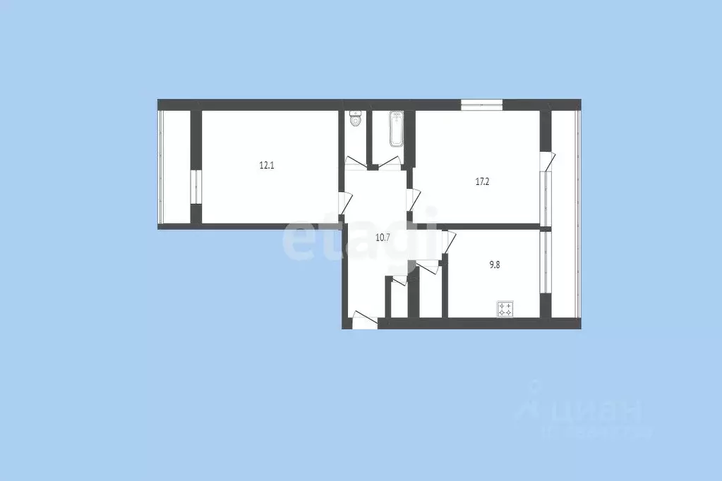 2-к кв. Карачаево-Черкесия, Усть-Джегута Московский мкр, 37 (54.9 м) - Фото 1