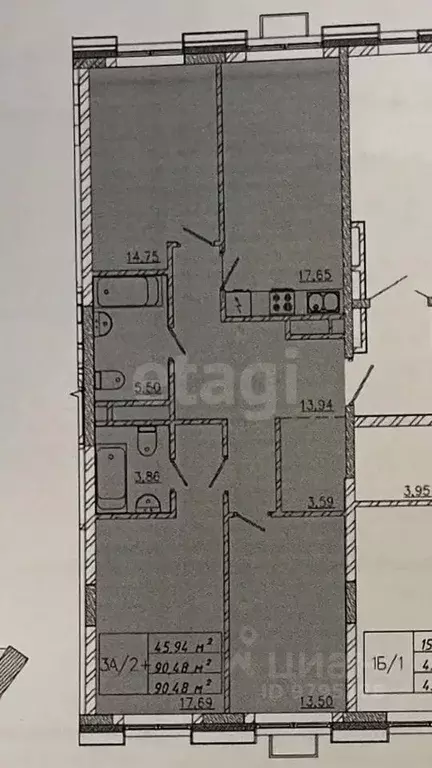 3-к кв. Татарстан, Казань ул. Сибгата Хакима, 62 (90.4 м) - Фото 2