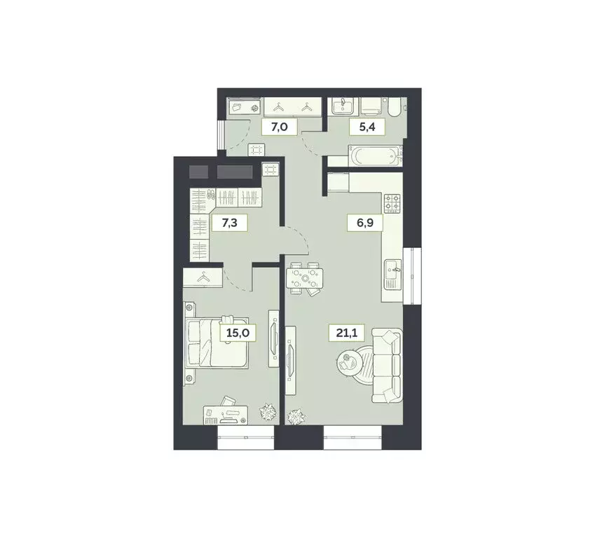 2-комнатная квартира: Москва, Староалексеевская улица, 5А (62.7 м) - Фото 1