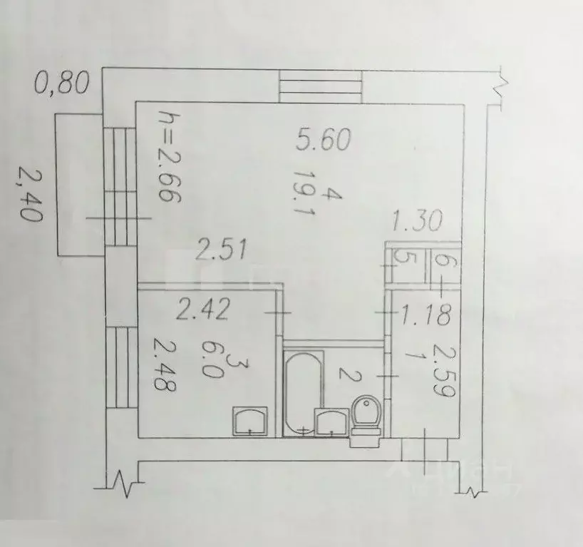 1-к кв. Кемеровская область, Новокузнецк Транспортная ул., 13 (31.9 м) - Фото 2