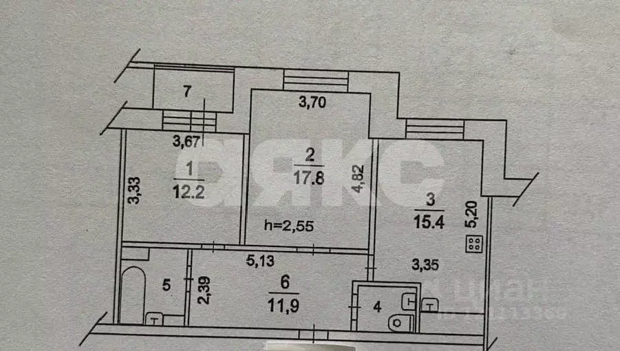 2-к кв. Московская область, Люберцы Комсомольский просп., 19к1 (65.2 ... - Фото 2
