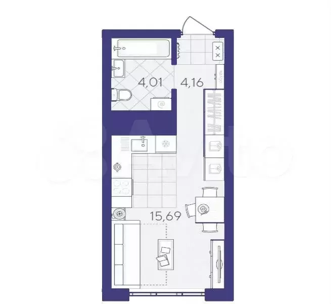 Квартира-студия, 23,9 м, 11/24 эт. - Фото 1