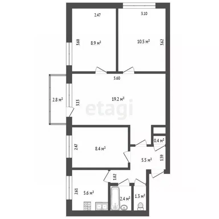 4-к кв. Крым, Евпатория ул. Чапаева, 29/31 (62.5 м) - Фото 2