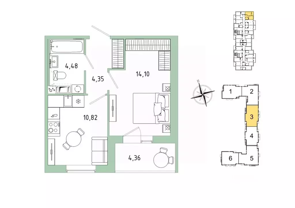 1-к кв. Ленинградская область, Гатчина Въезд мкр,  (35.93 м) - Фото 0