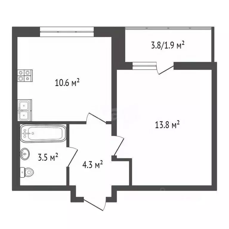 1-к кв. Московская область, Люберцы ул. Рождественская, 8 (34.0 м) - Фото 0