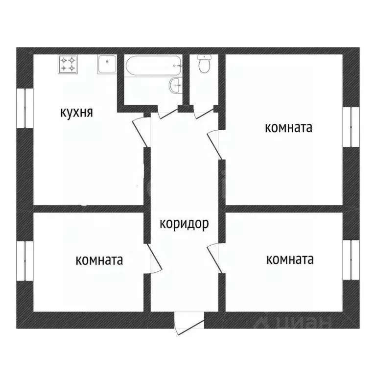 3-к кв. Курганская область, Курган ул. Артема, 35 (59.3 м) - Фото 1
