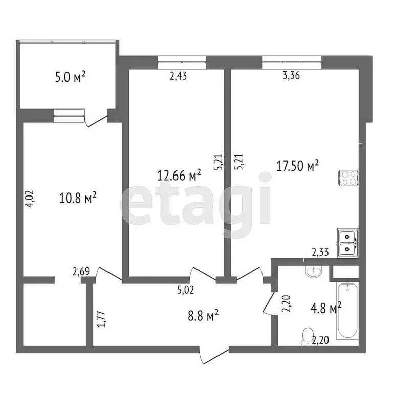 2-комнатная квартира: Тюмень, улица Червишевский Тракт, 47к4 (56.1 м) - Фото 0