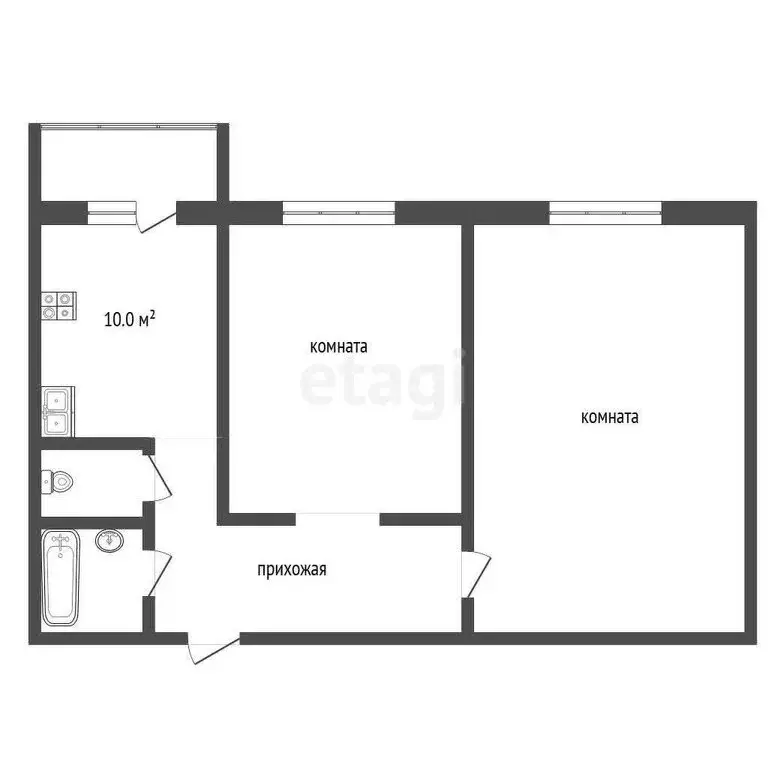 2-комнатная квартира: Альметьевск, проспект Строителей, 39 (46.9 м) - Фото 1