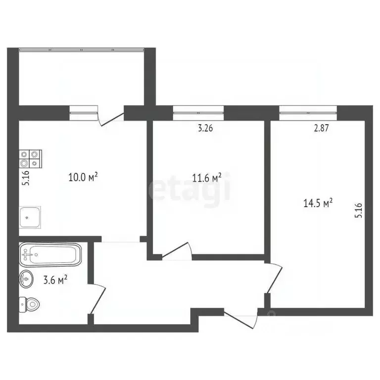 2-к кв. Коми, Сыктывкар Октябрьский просп., 214 (47.3 м) - Фото 2