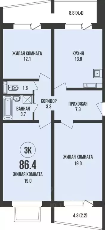 3-к кв. Новосибирская область, Новосибирск ул. Декоративный Питомник, ... - Фото 1