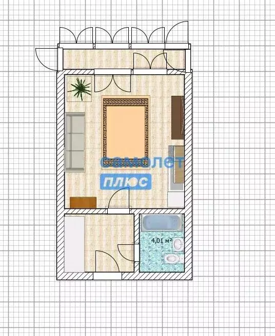 Студия Алтайский край, Бийск Социалистическая ул., 22 (28.0 м) - Фото 1