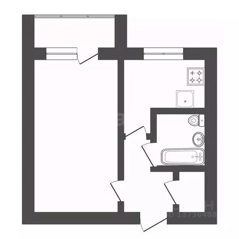1-к кв. Амурская область, Благовещенск Нагорная ул., 2/2 (42.1 м) - Фото 2