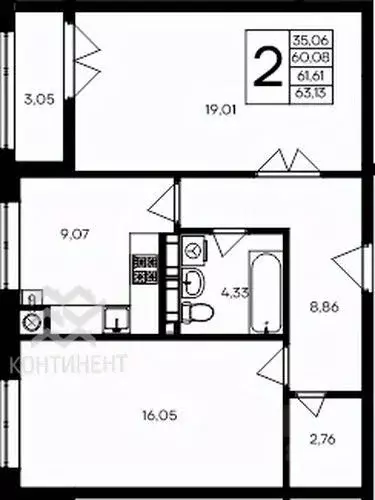 2-к кв. Крым, Евпатория Сезоны жилой комплекс (63.13 м) - Фото 2