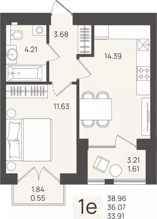 Квартира-студия: Калининградская область, Пионерский (36.07 м) - Фото 1
