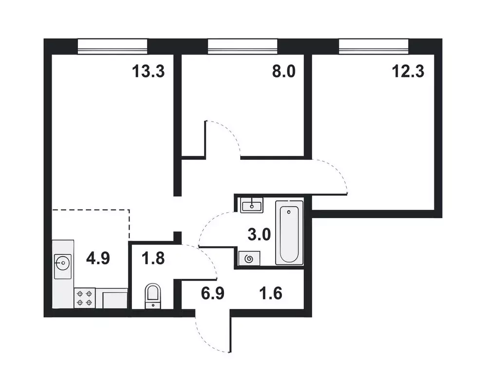 3-комнатная квартира: Киров, Прибрежный бульвар, 6 (51.8 м) - Фото 0