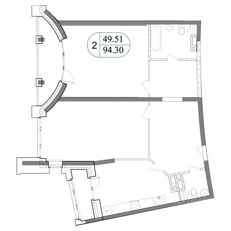 2-к кв. Москва ул. Маршала Рыбалко, 2к4 (108.9 м) - Фото 0