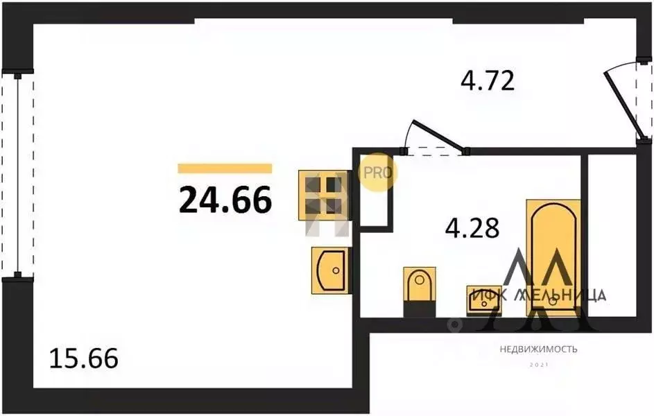 Студия Свердловская область, Екатеринбург Сибирский мкр, Жилой ... - Фото 2