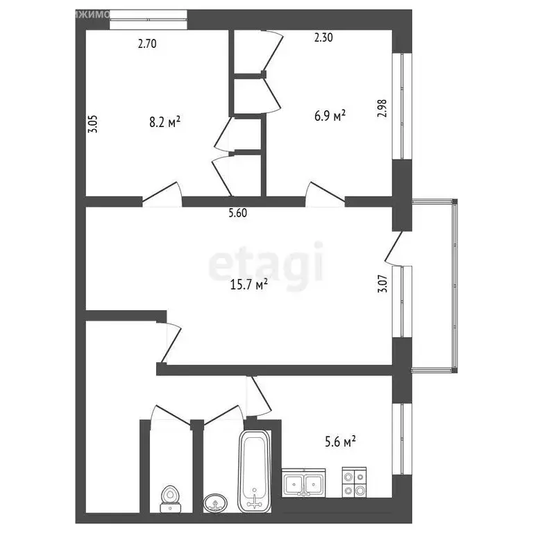 3-комнатная квартира: Петропавловск-Камчатский, улица Молчанова, 1 (47 ... - Фото 1