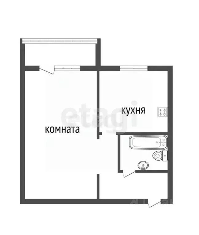 1-к кв. Курганская область, Курган Станционная ул., 58 (31.2 м) - Фото 1