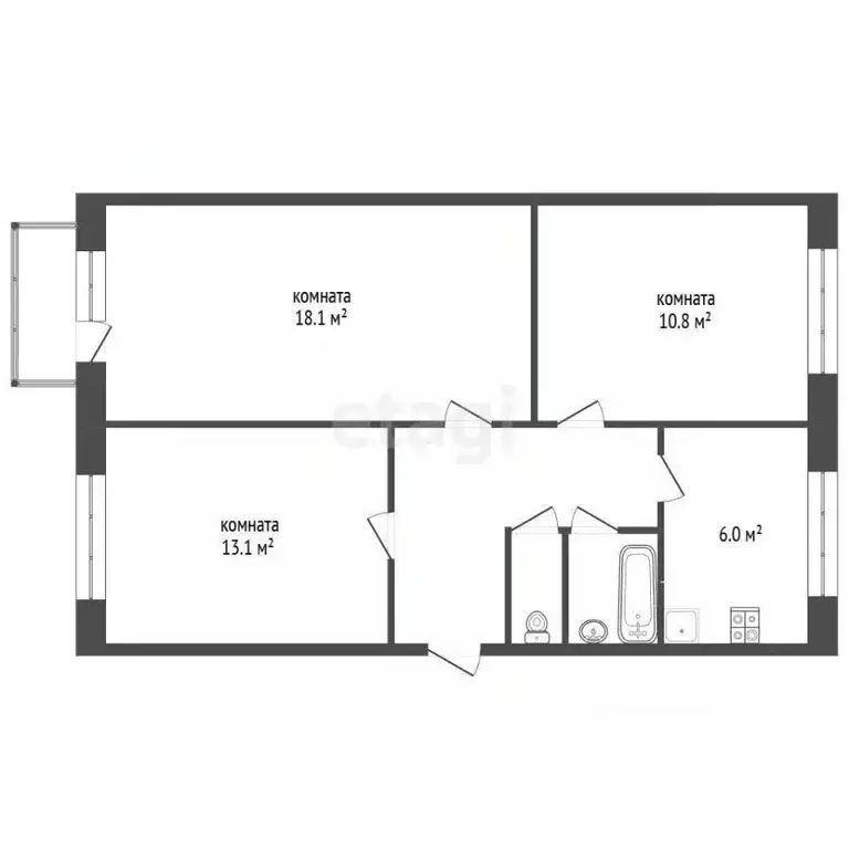 3-к кв. Ярославская область, Ярославль ул. Александра Невского, 7 ... - Фото 2