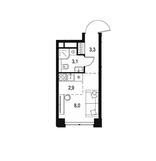 Продаётся квартира-студия, 17.3 м - Фото 0