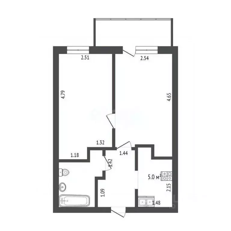 2-к кв. Омская область, Омск Светловская ул., 10 (33.9 м) - Фото 1