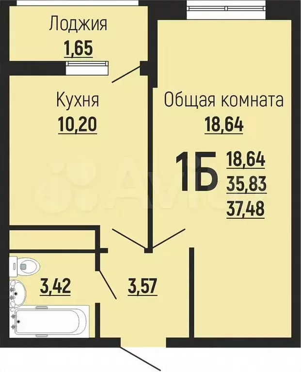 1-к. квартира, 37,5 м, 24/24 эт. - Фото 0