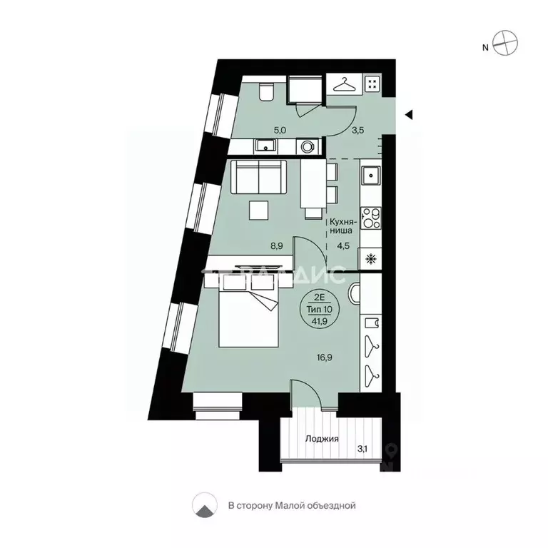 2-к кв. Коми, Сыктывкар Петрозаводская ул., 45 (41.9 м) - Фото 2