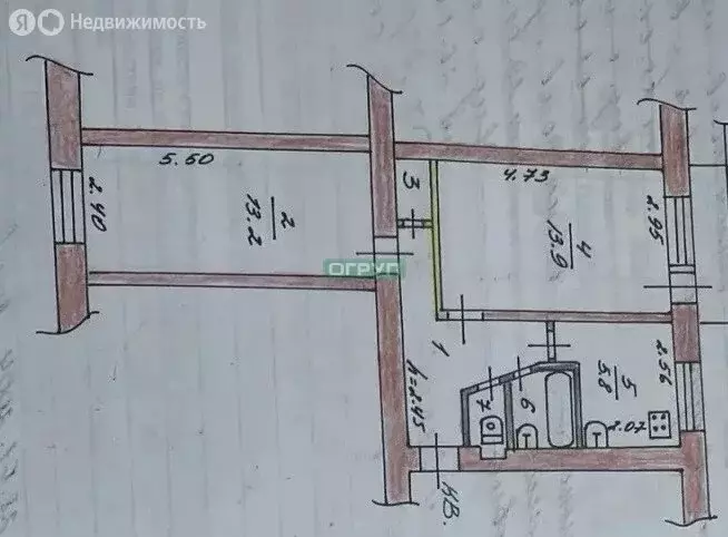2-комнатная квартира: Кузнецк, улица Калинина, 25 (42.9 м) - Фото 1