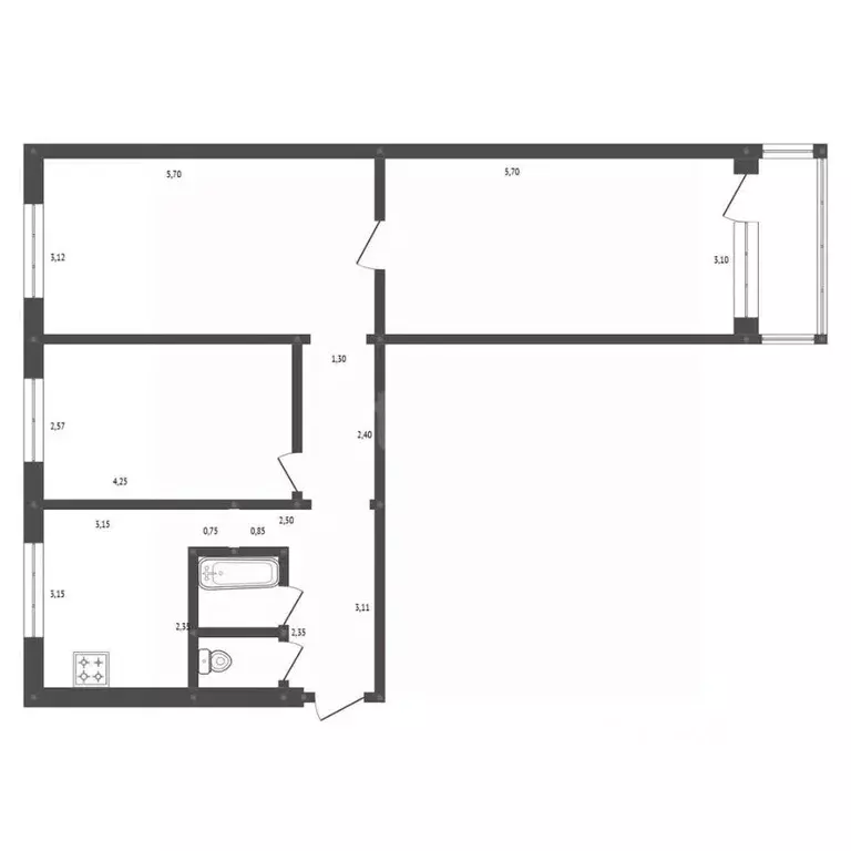 3-к кв. Амурская область, Белогорск ш. Никольское, 170А (66.8 м) - Фото 1
