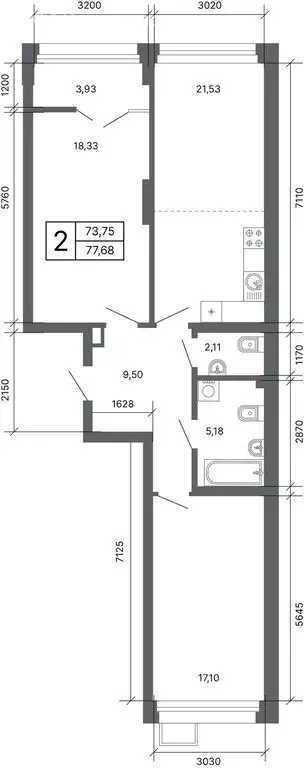 2-комнатная квартира: Екатеринбург, улица Мира, 47/7 (76.7 м) - Фото 1