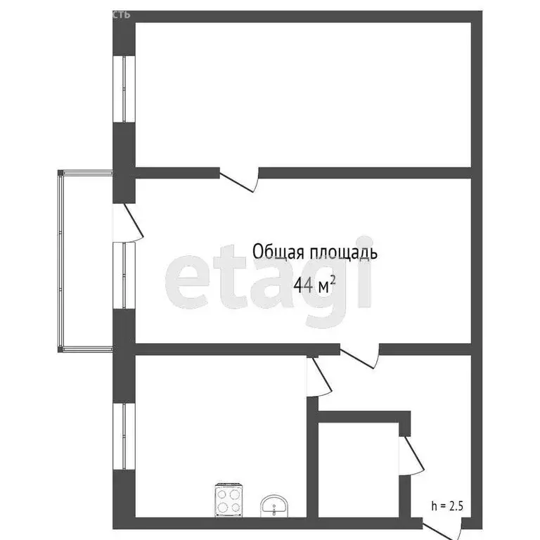 2-комнатная квартира: Томск, улица Смирнова, 35 (40 м) - Фото 0