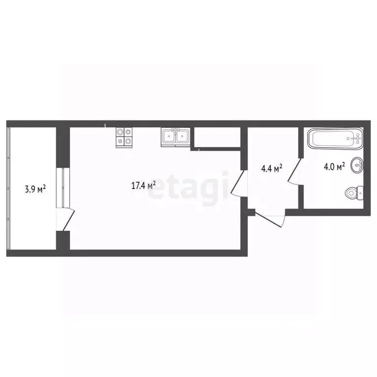 Студия Тюменская область, Тюмень Интернациональная ул., 197Г (29.7 м) - Фото 2