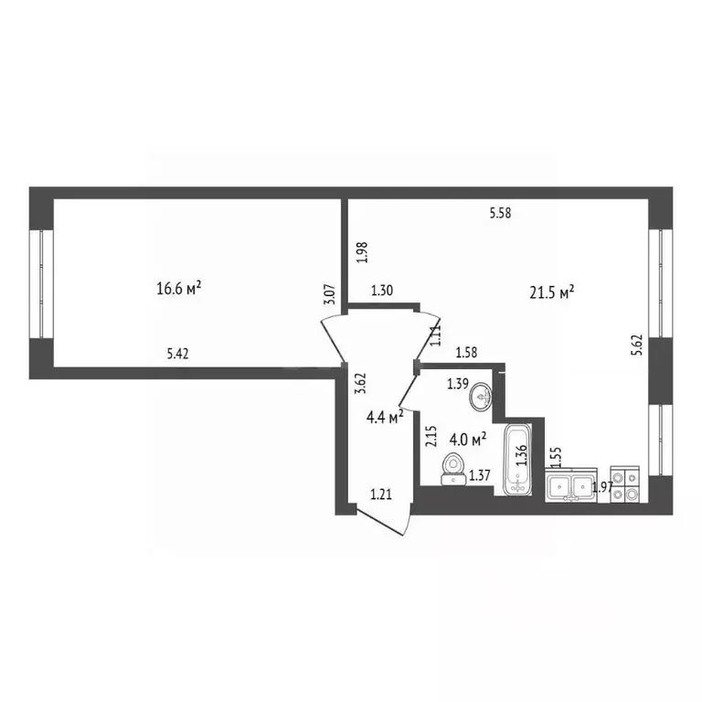 2-к кв. Саха (Якутия), Якутск ул. Дзержинского, 22 (46.5 м) - Фото 1