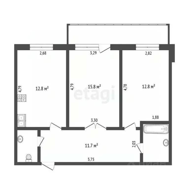 2-к кв. Вологодская область, Вологда ул. Южакова, 2 (60.0 м) - Фото 1