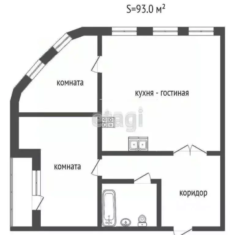 2-к кв. Ростовская область, Ростов-на-Дону Береговая ул., 6 (93.0 м) - Фото 1