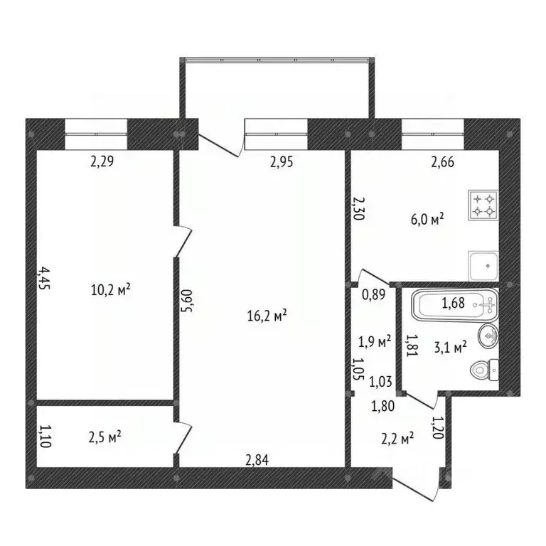 2-к кв. Башкортостан, Уфа Интернациональная ул., 95/1 (42.1 м) - Фото 1