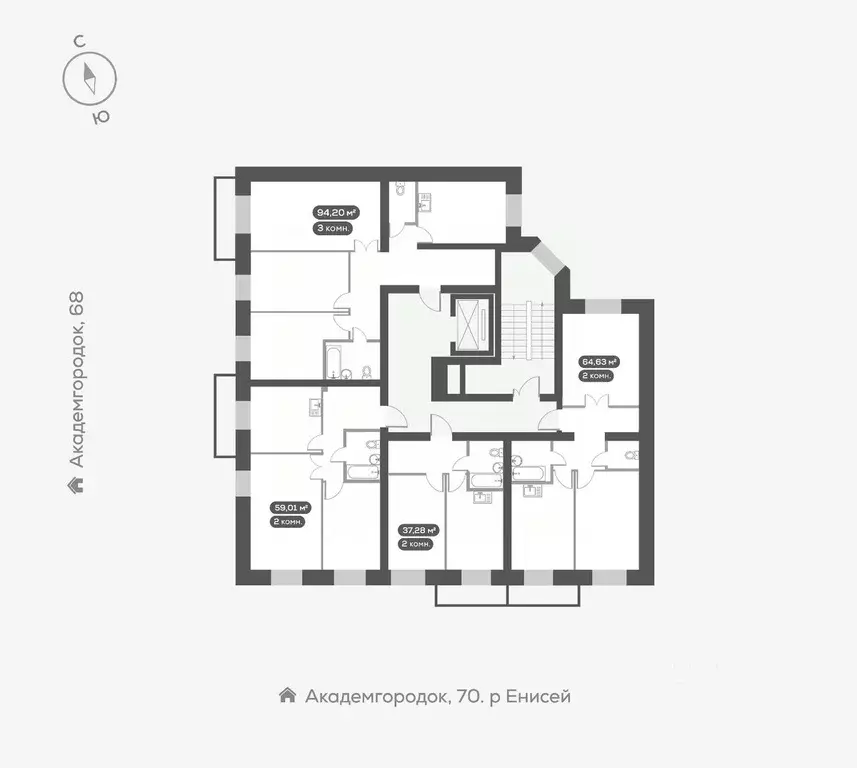 2-к кв. Красноярский край, Красноярск Академгородок мкр,  (64.63 м) - Фото 2
