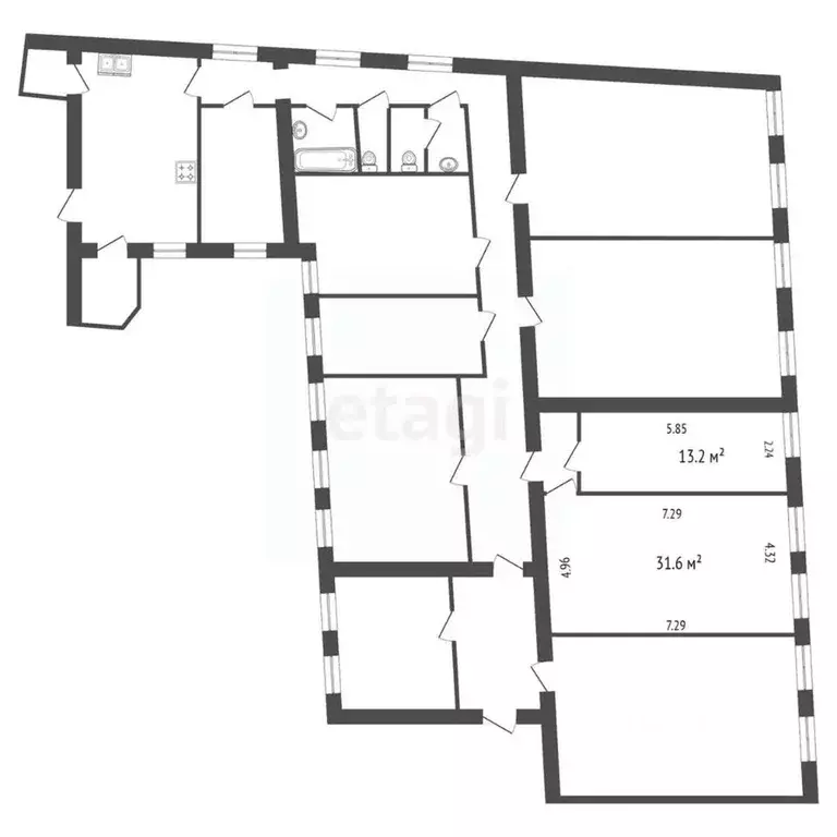 Комната Санкт-Петербург ул. Рубинштейна, 26 (308.9 м) - Фото 1