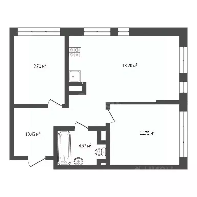 2-к кв. Тюменская область, Тюмень ул. Алматинская, 4 (54.7 м) - Фото 2