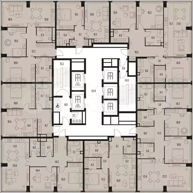 4-к. квартира, 125,8 м, 15/47 эт. - Фото 1