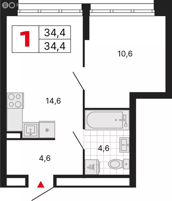 1-комнатная квартира: Москва, ЖК Бестселлер (34.4 м) - Фото 1