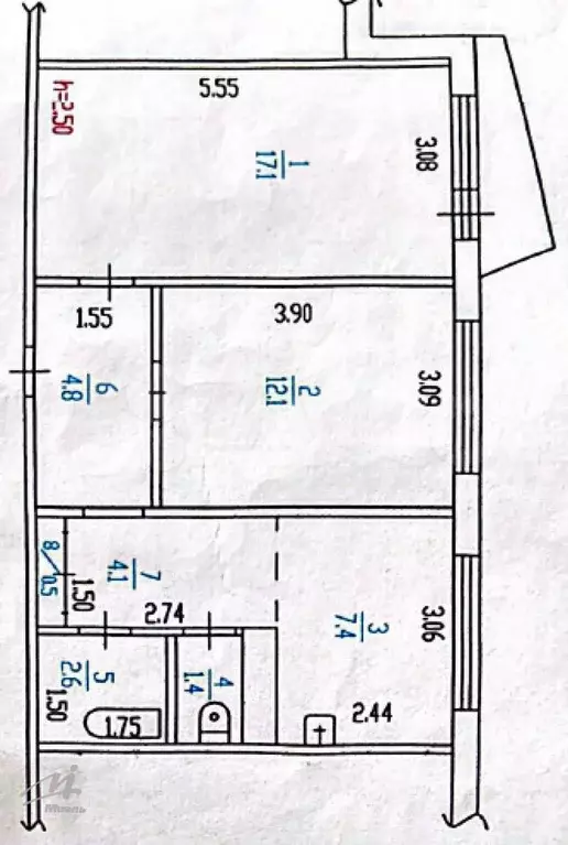 2-к. квартира, 50 м, 1/9 эт. - Фото 0