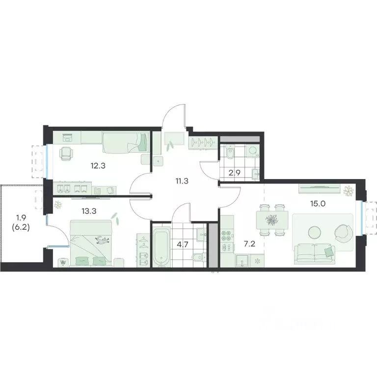 3-к кв. Московская область, Раменское G3 Михалевич жилой комплекс ... - Фото 1