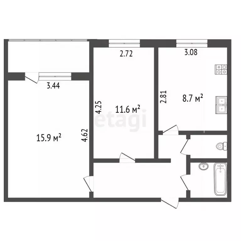2-к кв. Ямало-Ненецкий АО, Ноябрьск ул. 8 Марта, 10 (48.7 м) - Фото 0