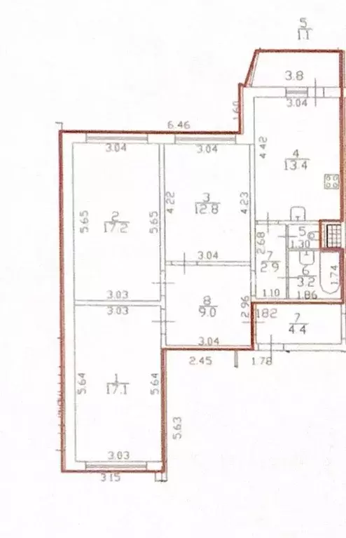 3-к кв. Санкт-Петербург ул. Маршала Казакова, 44к2 (76.7 м) - Фото 2