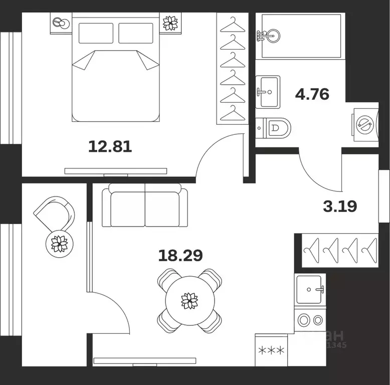 1-к кв. Тульская область, Тула ул. Академика Насоновой, 18 (39.05 м) - Фото 1
