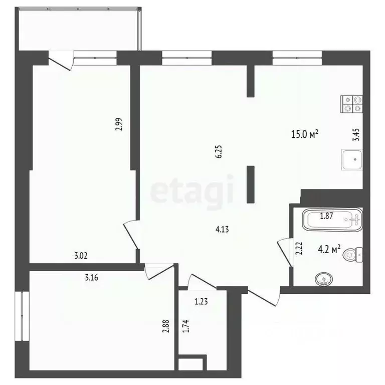 2-к кв. Тюменская область, Тюмень Таежная ул., 2 (65.6 м) - Фото 2